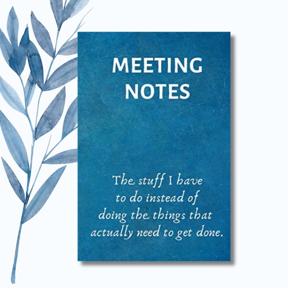 Witty and professional notebook design, perfect for keeping track of meeting tasks and notes.